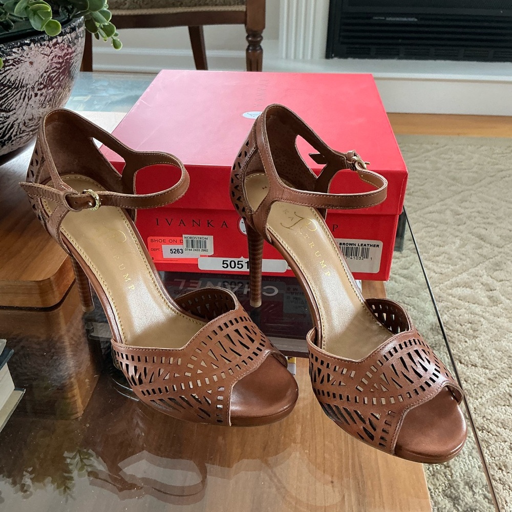 Ivanka Trump Tan Cutout Heels